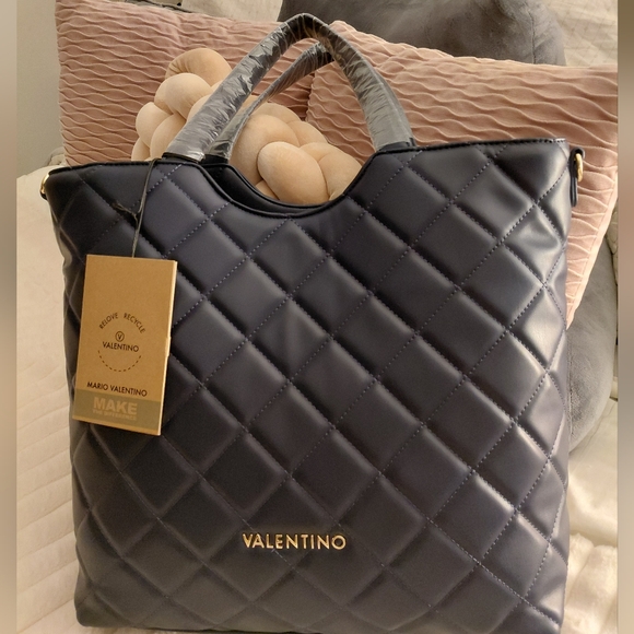 Valentino Handbags - Valentino Quilted Navy Tote Bag